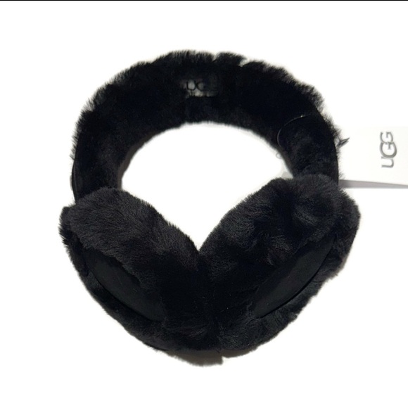 UGG Black Real Shearling Suede Earmuffs NWT main image 7